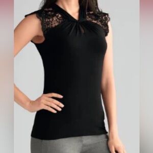 Amoena embroidery top 44523 black lace size small